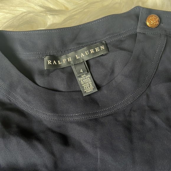 Ralph Lauren Black Label 100% Silk Blue Blouse Size 4 - Picture 2 of 7
